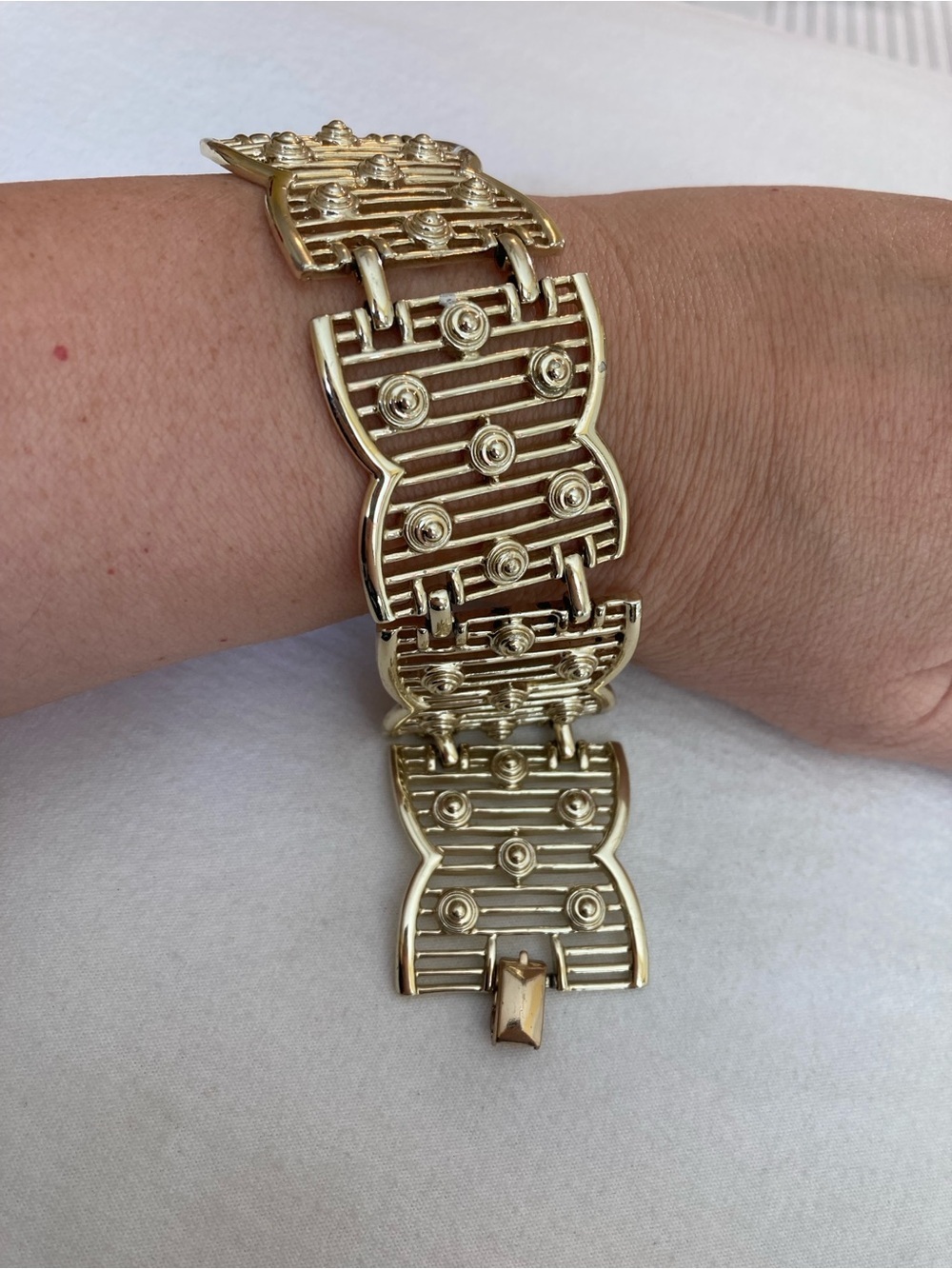 Chunky Panel Gold Tone Bracelet